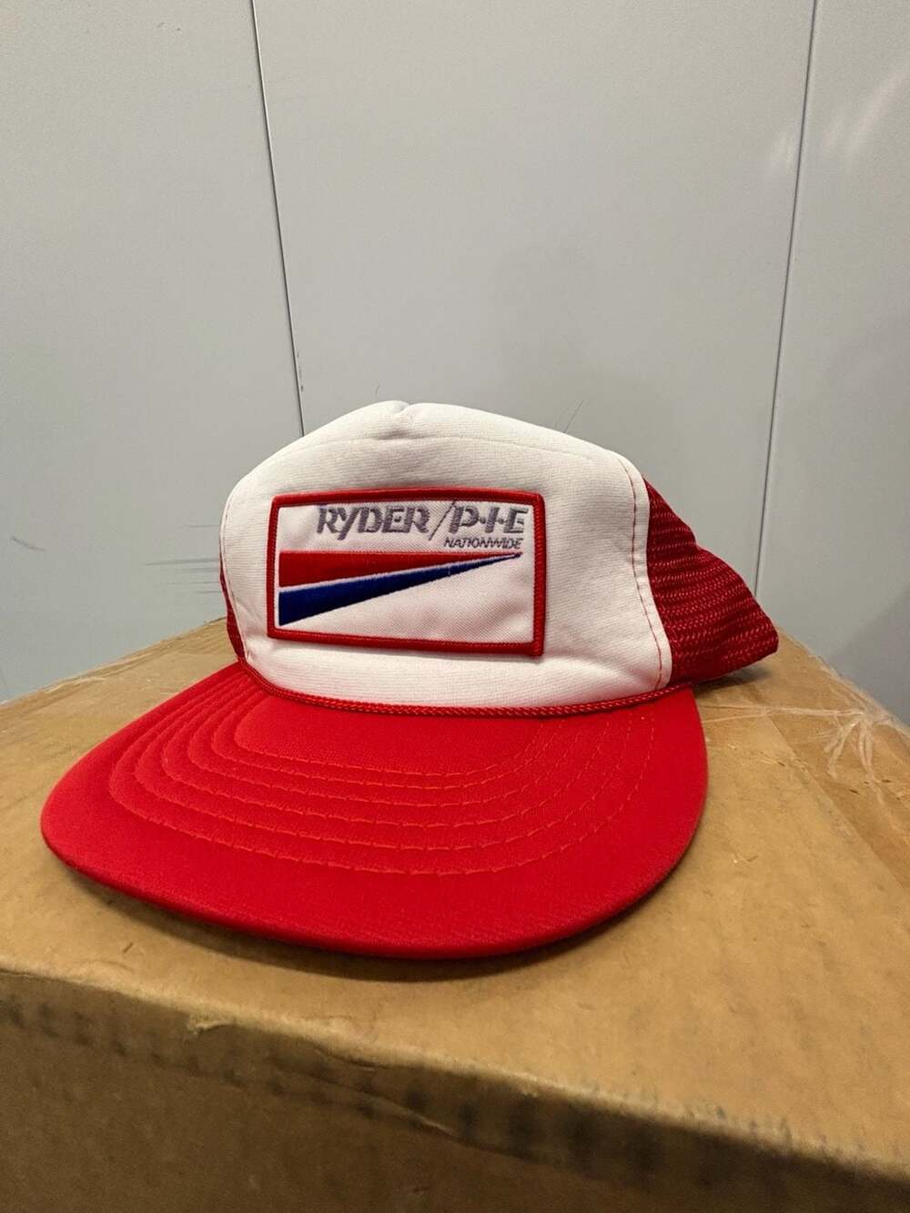 Vintage Ryder / P-I-E Nationwide Trucker Hat Red White Snapback Mesh Cap
